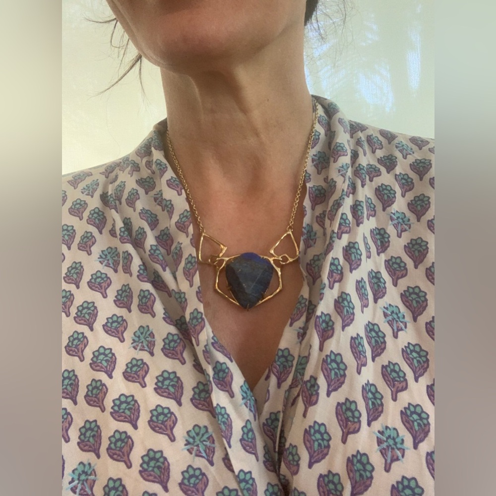 Alexis Bittar Blue Natural Blue Lapis Stone Pendant Necklace